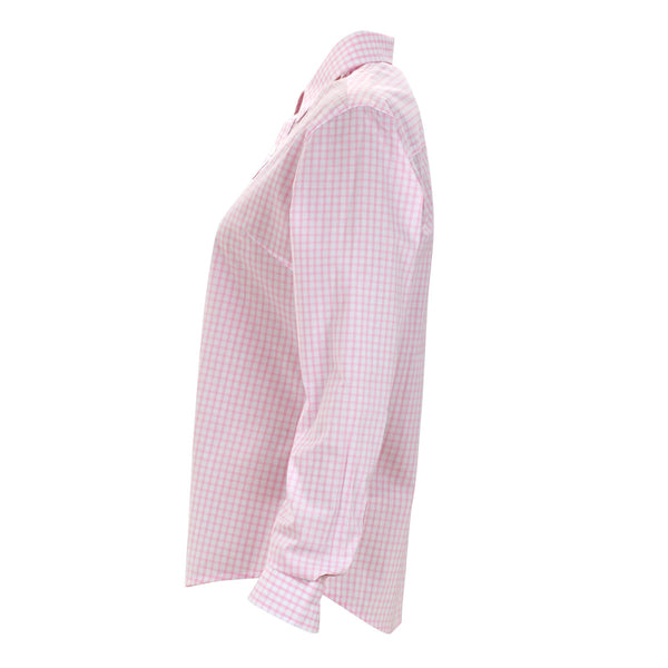 Vantage Womens Pink White Easy Care Gingham Check Shirt