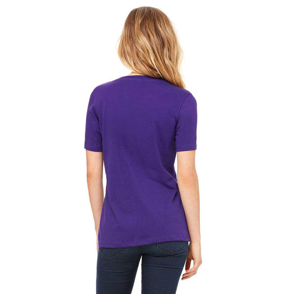 Bella Canvas Womens Team Purple Relaxed Jersey Short Sleeve V Neck