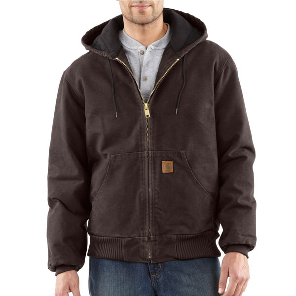 Carhartt Men's Tall Dark Brown Quilted Flannel Lined Sandstone Active