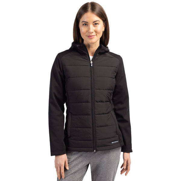 Cutter & Buck Women's Black Evoke Hybrid Eco Softshell Recycled Full Z