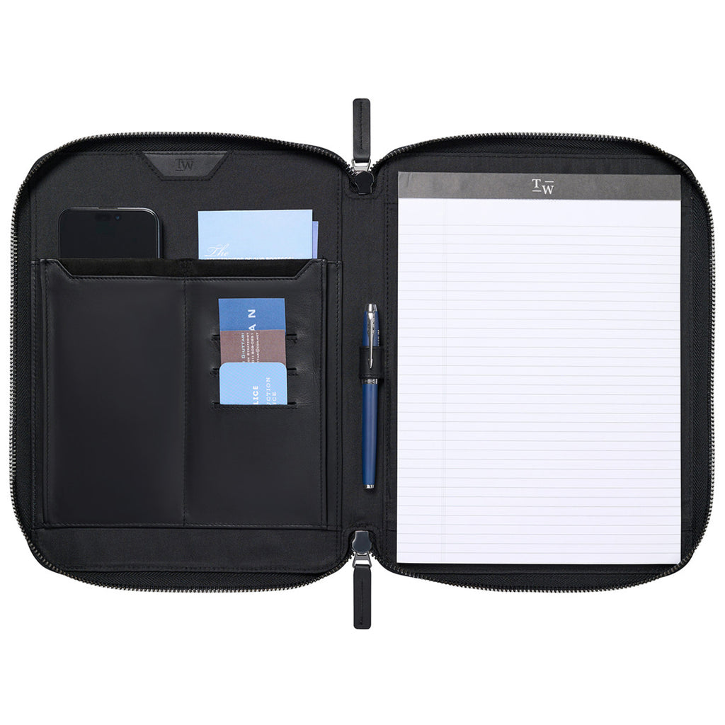 Travis & Wells Black Envoy Executive Zipper Close Padfolio