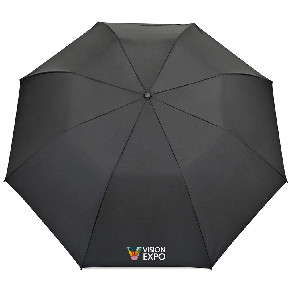 Elements Black 58" Recycled Auto Open Travel Folding Umbrella