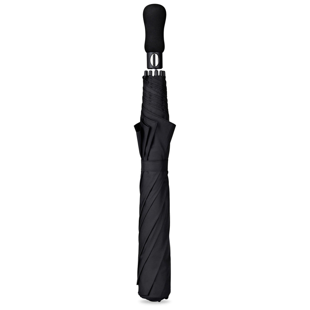 Elements Black 58" Recycled Auto Open Travel Folding Umbrella