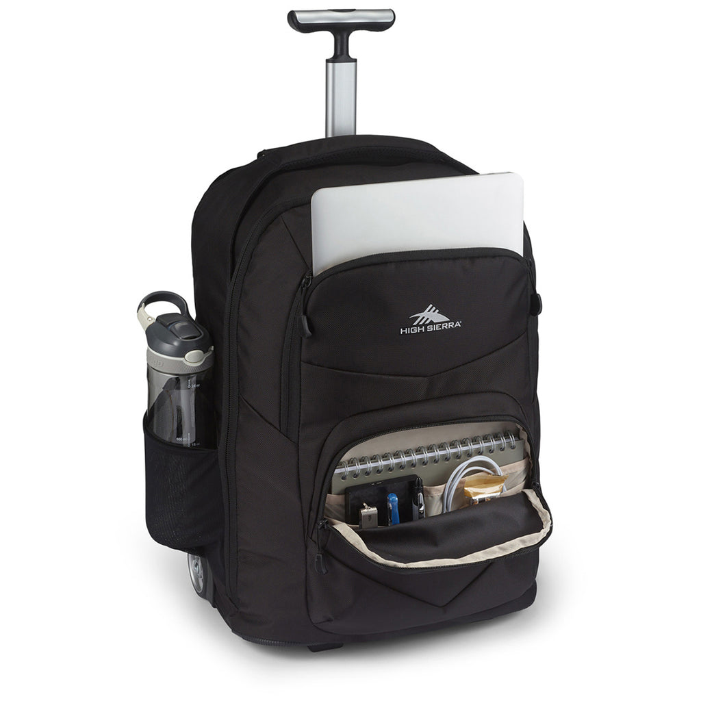 High Sierra Black Freewheel Pro Wheeled Backpack