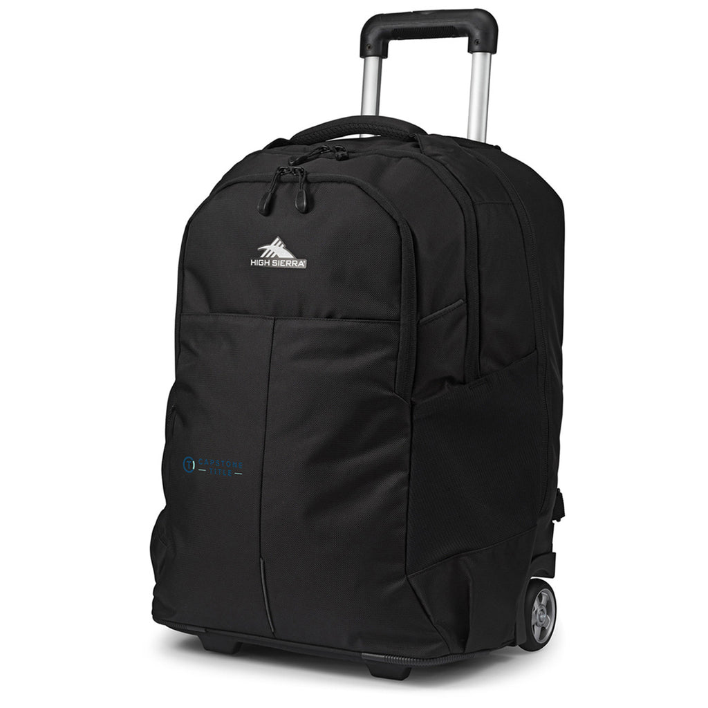 High Sierra Black Powerglide Pro Wheeled Backpack