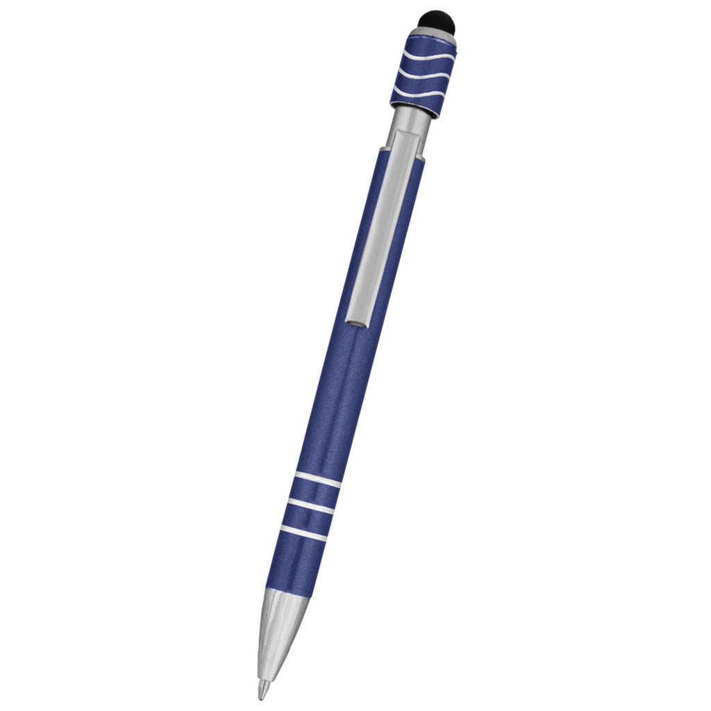 Hit Metallic Blue Spin Top Pen With Stylus