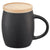 Leed's Black/White Hearth Ceramic Mug with Wood Lid/Coaster 15oz