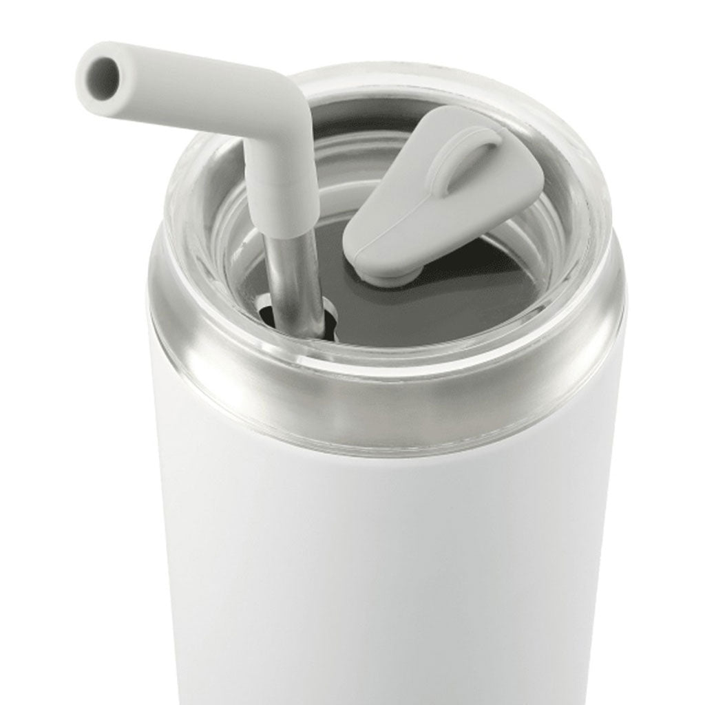 Leed's White Marka Copper Vac Tumbler w/ SS Straw 20 oz