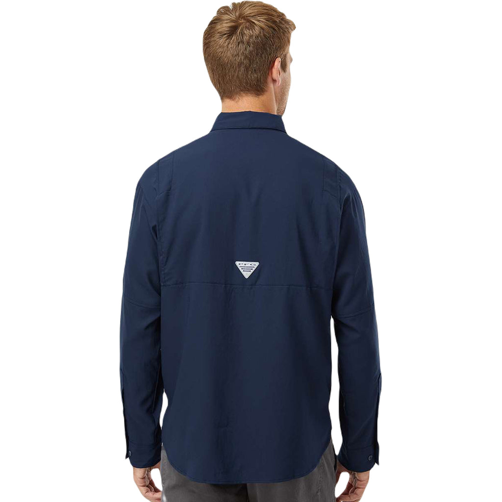 Columbia Men's Collegiate Navy PFG Tamiami Long Sleeve Shirt