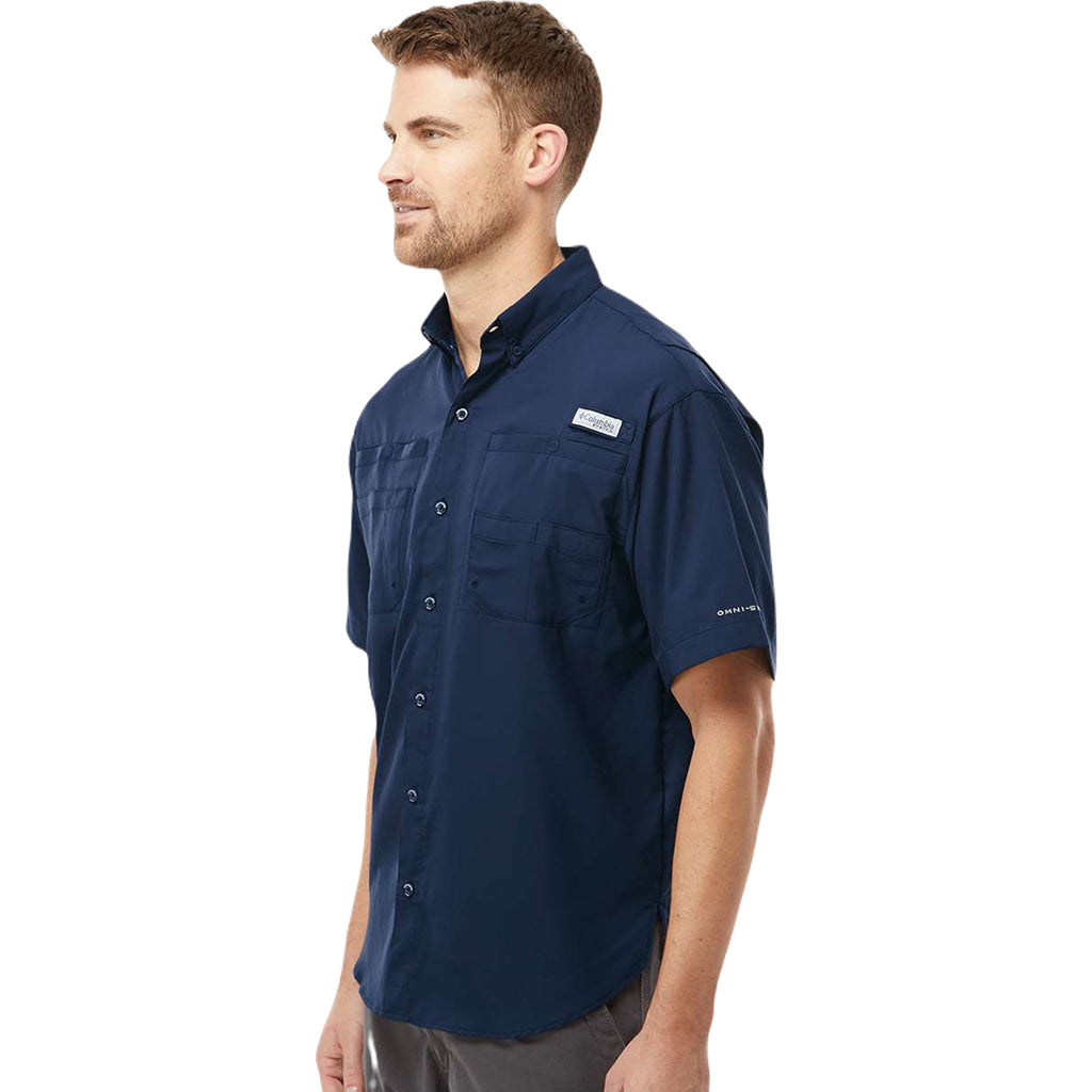 Columbia Men's Collegiate Navy PFG Tamiami Short Sleeve Shirt