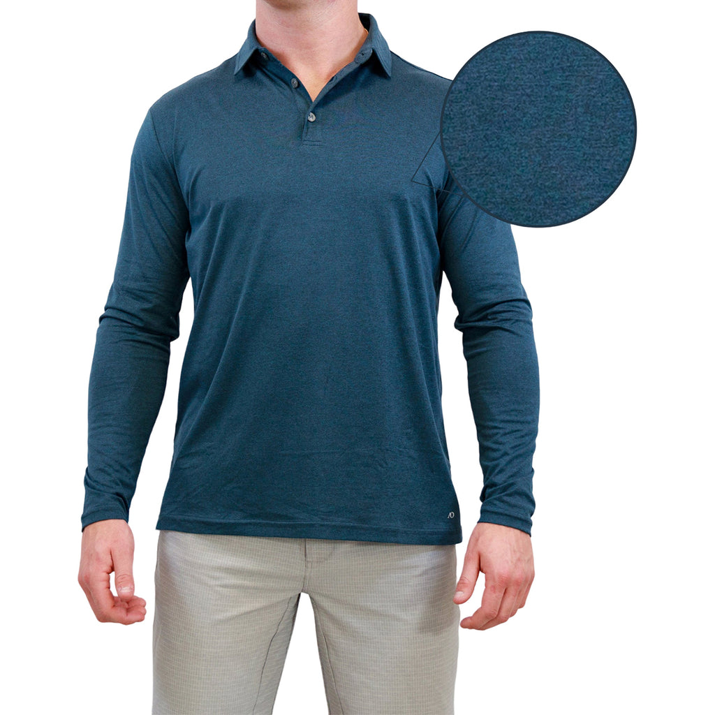 AndersonOrd Men's Navy Heather Gamer Long Sleeve Polo