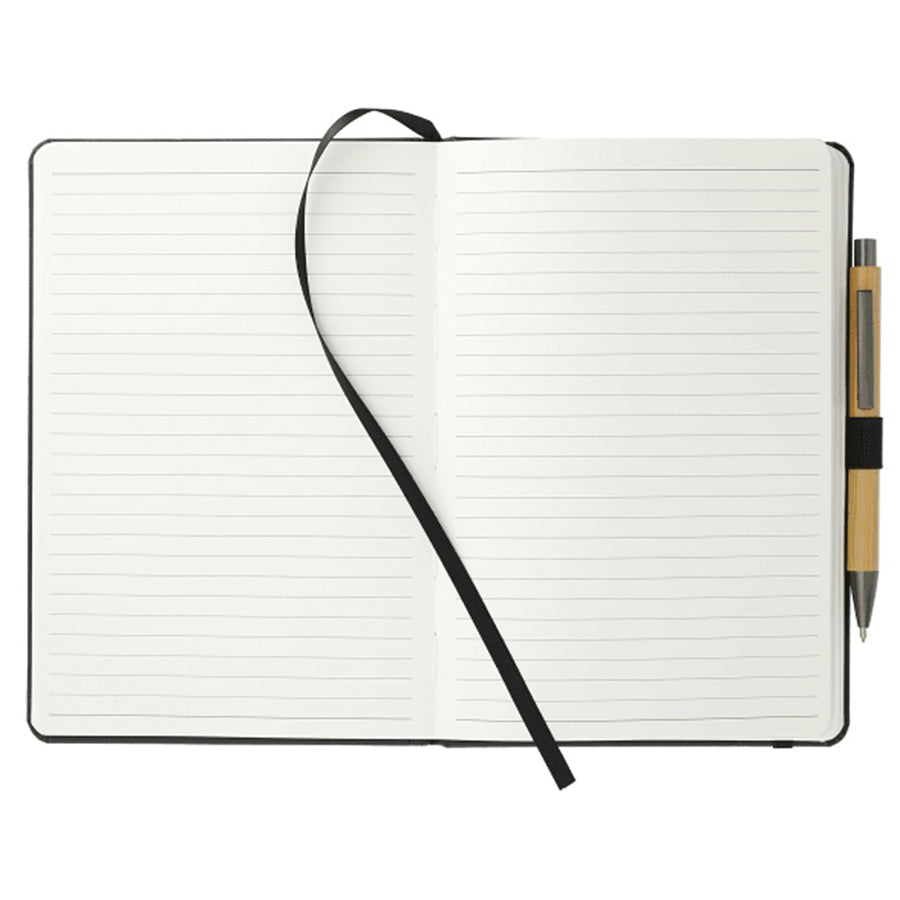 JournalBooks Black 5.75'' x 8.5'' FSC Mix Pedova Pocket Bound JournalBook