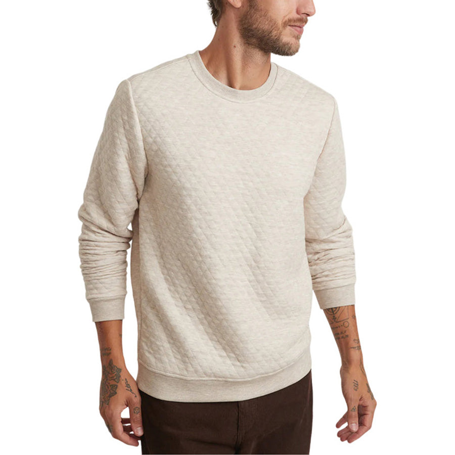 Marine Layer Men's Oat Heather Corbet Quilted Crewneck