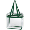 Hit Clear with Forest Green Trim Clear Tote Bag with Zipper