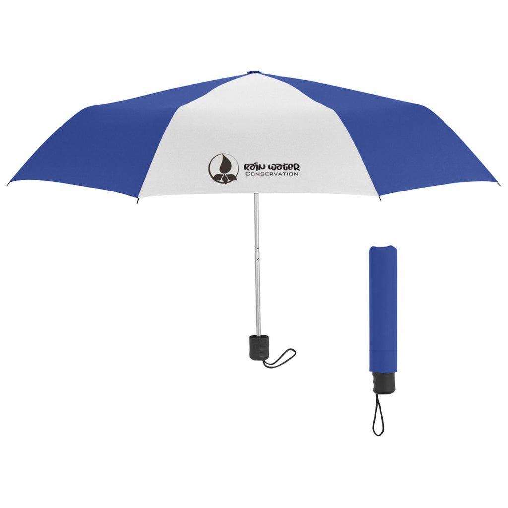 Hit Royal Blue/White 42" Arc Budget Telescopic Umbrella