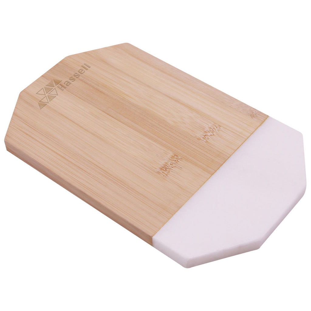 Hit White Marble Octagonal Marble & Bamboo Cutting Board