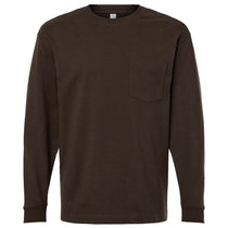 American Apparel Unisex Brown Super Heavyweight Long Sleeve Pocket Tee