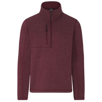 Landway Men's Maroon Kodiak Herringbone Quarter-Zip Sweater-Knit Fleece