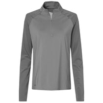 Adidas Women's Grey Three Stripe Block Quarter-Zip Pullover