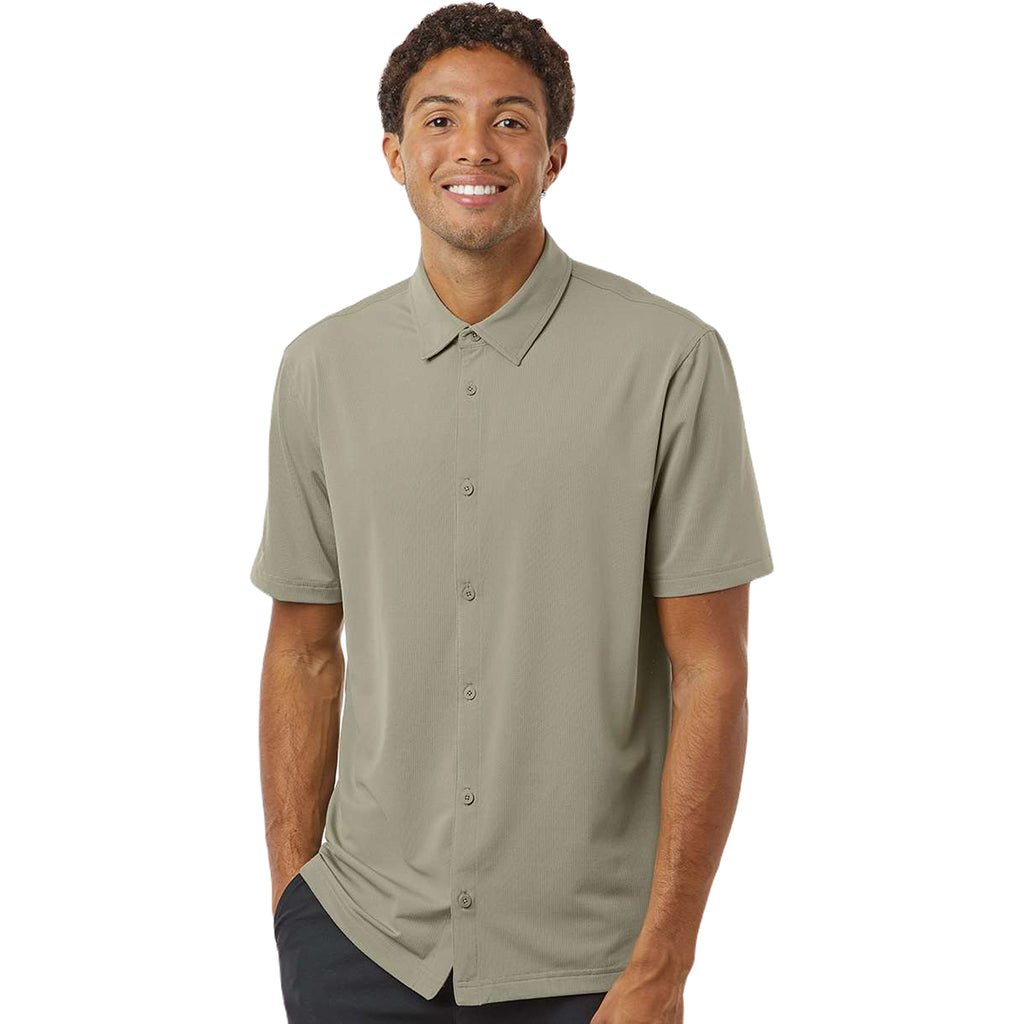 Adidas Men's Silver Pebble Button-Down Short Sleeve Shirt