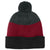 Port Authority Deep Black/ Rich Red/ Charcoal Heather Cozy Striped Pom Beanie