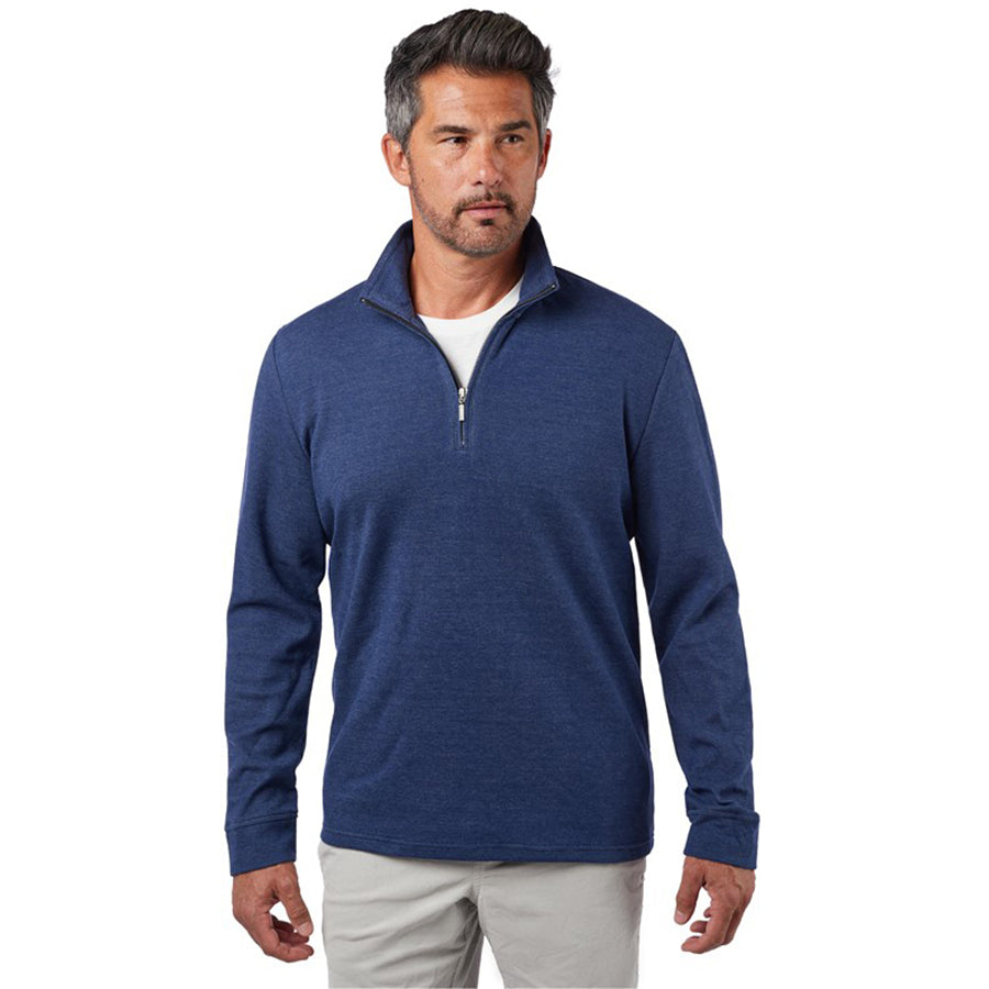 Landway Men's Atlantic Blue Cardiff Quarter-Zip Cotton Fleece Pullover