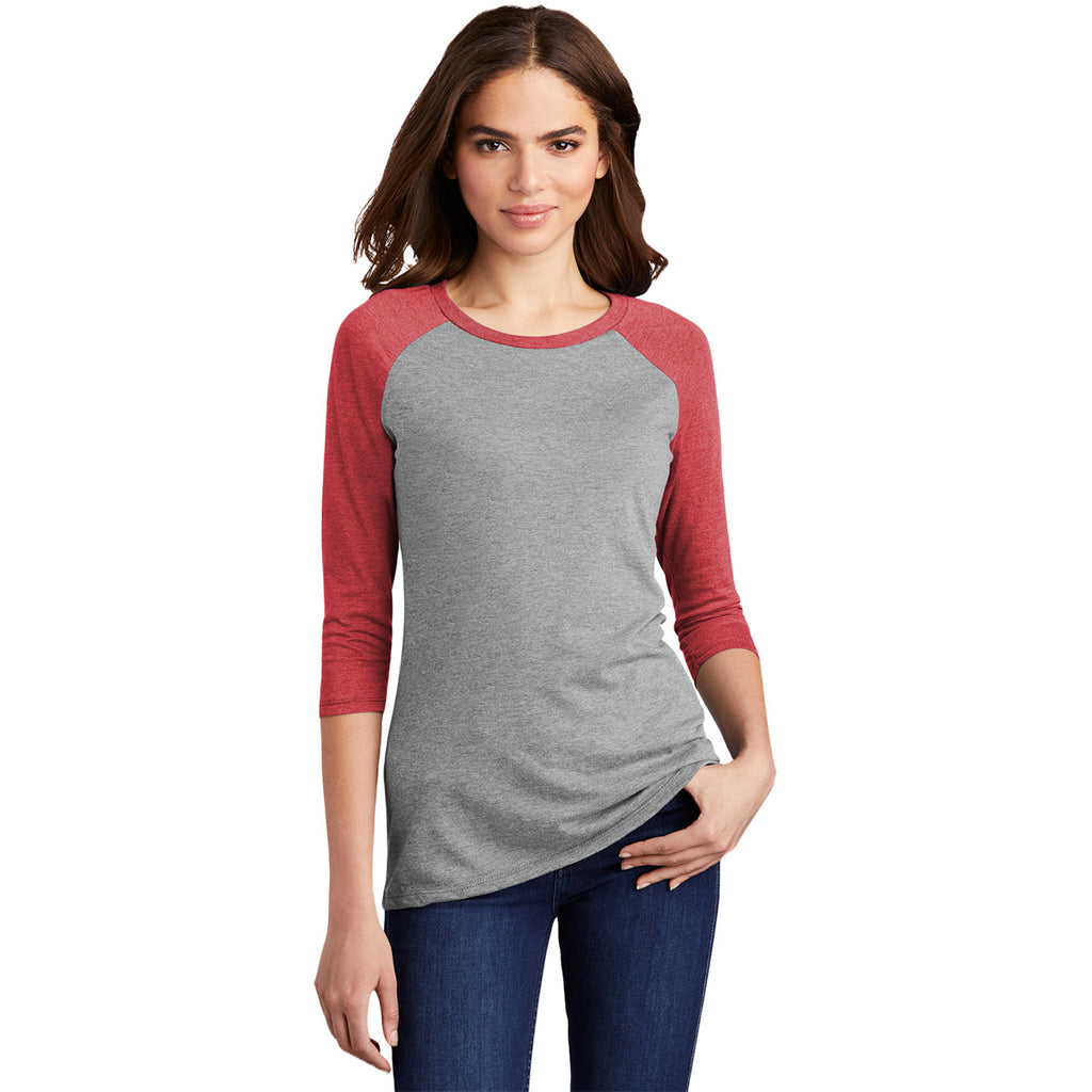 District Women’s Red Frost/ Grey Frost Perfect Tri 3/4-Sleeve Raglan