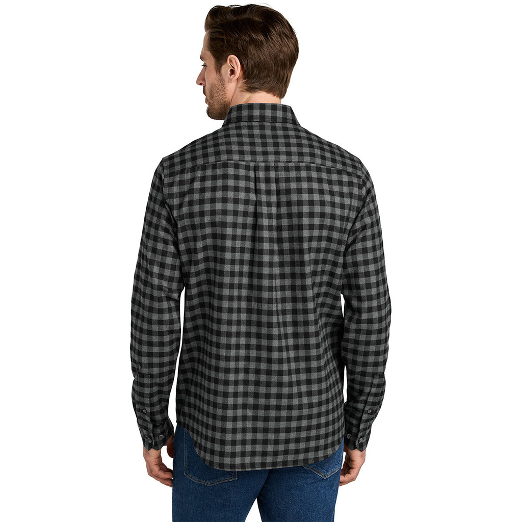 Eddie Bauer Men's Deep Black Mini Buffalo Long Sleeve Favorite Flannel Plaid Shirt