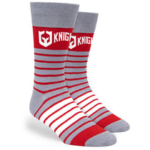 Pop Promos Red & Grey Two Color Stripe Dress Socks