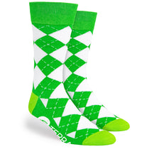 Pop Promos Green Shades Logo Argyle Dress Socks