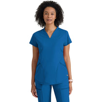 Grey's Anatomy Women's New Royal Two Pocket V-Neck Define Top