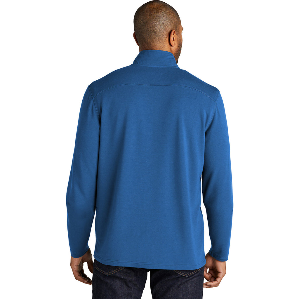 Port Authority Men's Aegean Blue Microterry 1/4-Zip Pullover