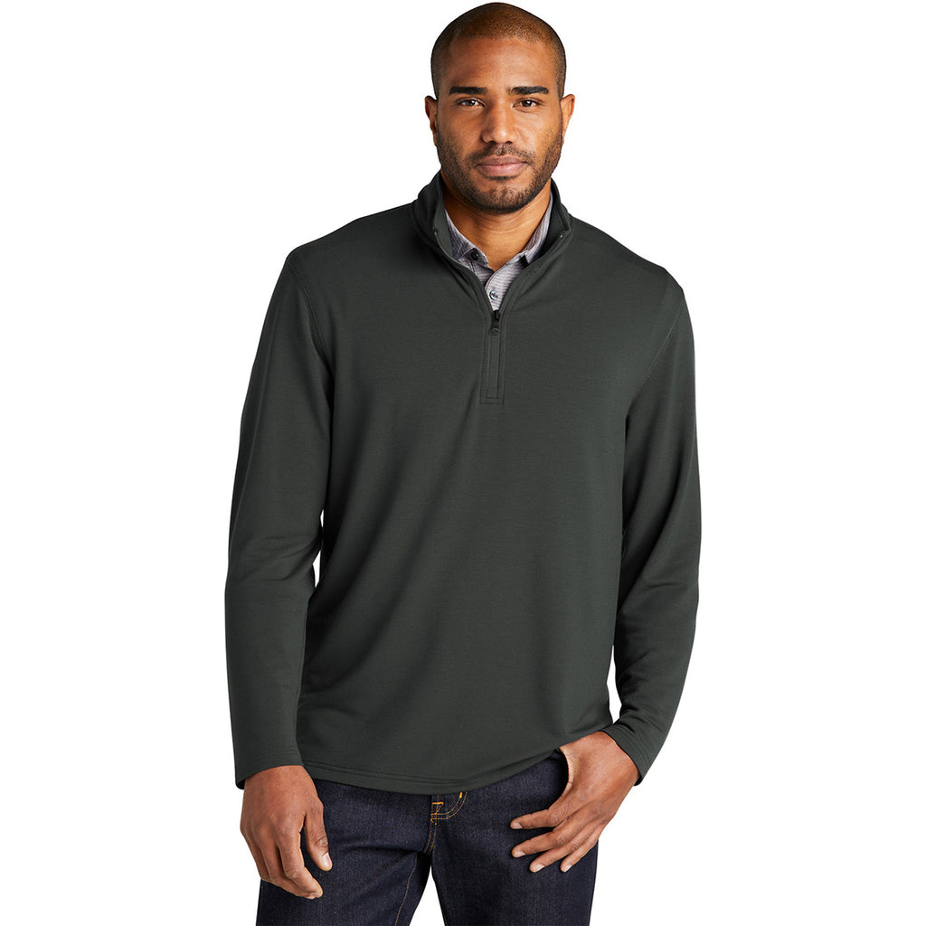 Port Authority Men's Charcoal Microterry 1/4-Zip Pullover