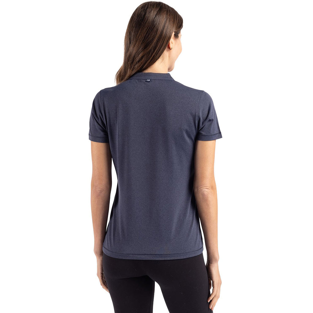 Cutter & Buck Women's Dark Navy Blue Heather Forge Heathered Stretch Blade Top