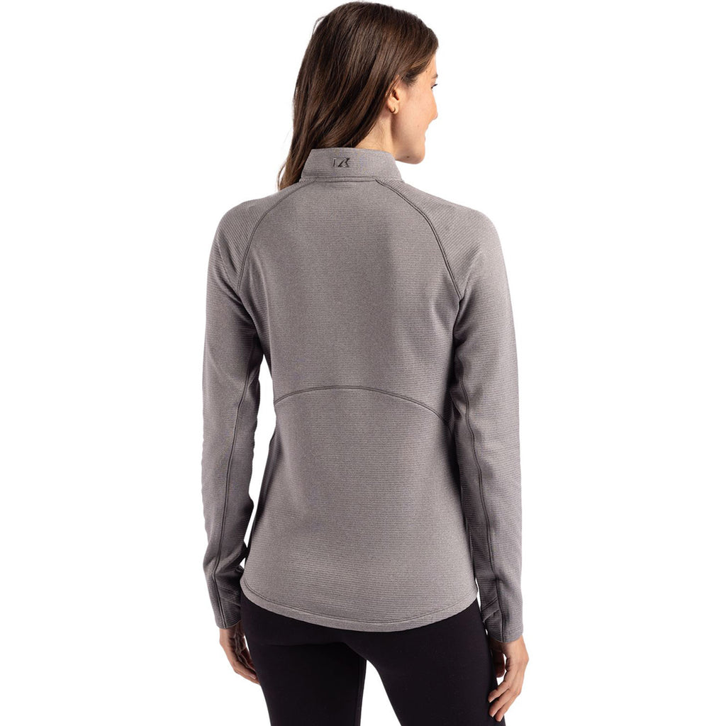 Cutter & Buck Women's Elemental Grey Heather Peshastin Eco Recycled Half Zip Pullover