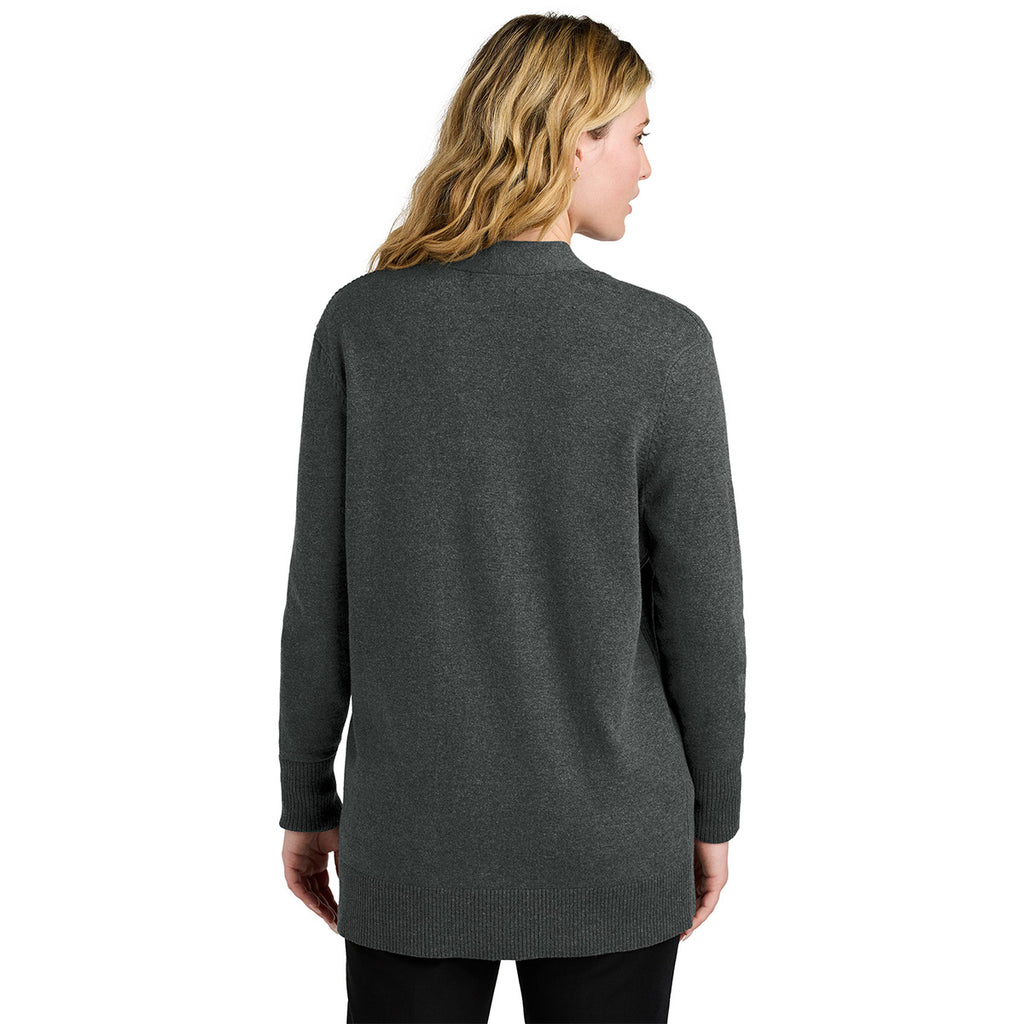 Port Authority Women's Charcoal Heather Easy Care Open-Front Cardigan Sweater