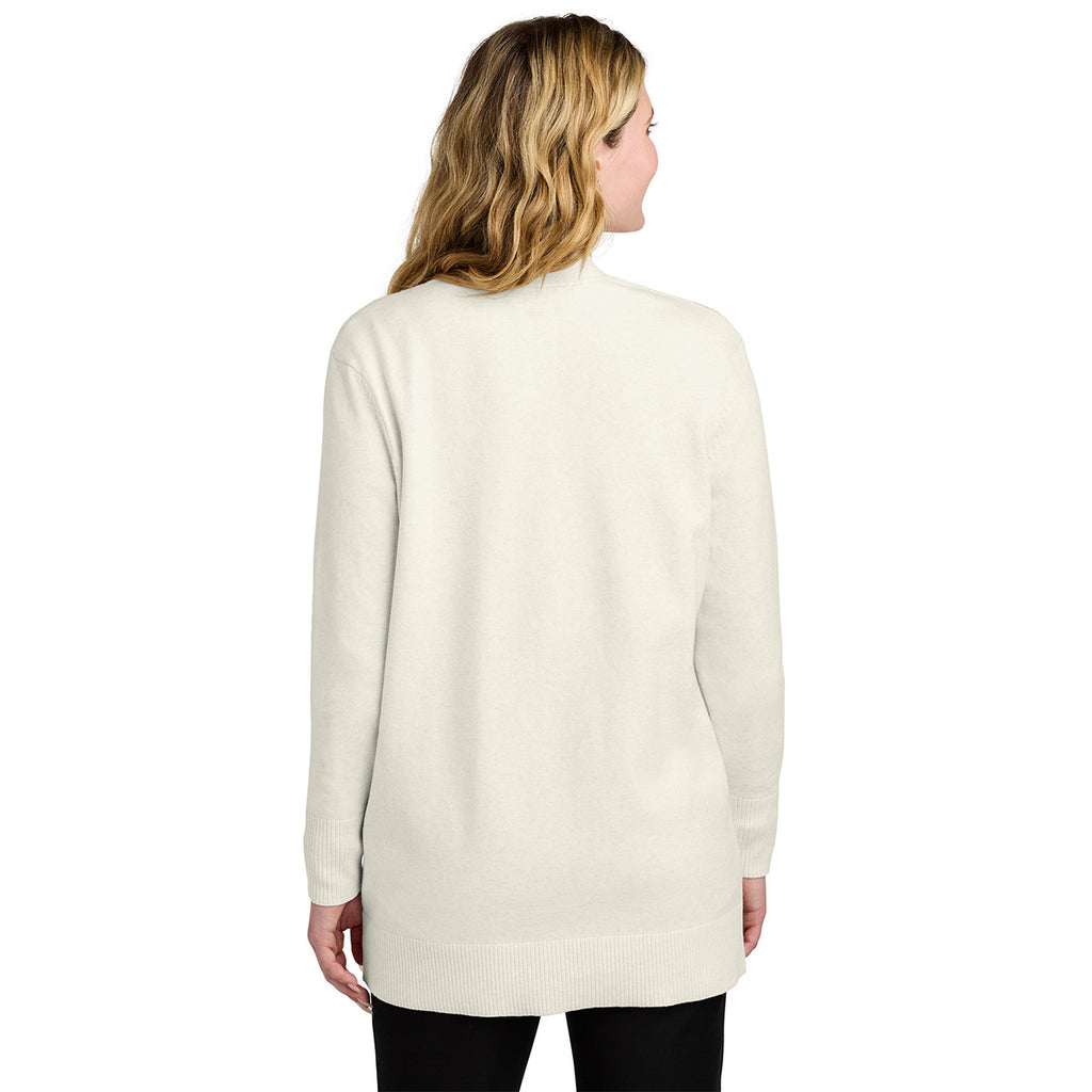 Port Authority Women's Oatmeal Heather Easy Care Open-Front Cardigan Sweater