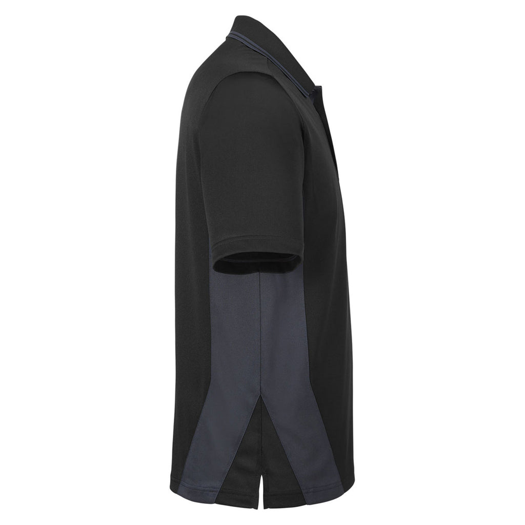 Harriton Men's Black/ Dark Charcoal Flash Snag Protection Plus Colorblock Polo