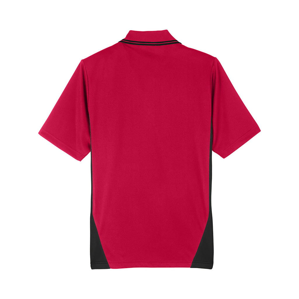Harriton Men's Red/Black Flash Snag Protection Plus IL Colorblock Polo
