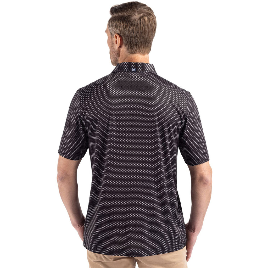 Cutter & Buck Men's Black Pike Eco Shadow Check Print Recycled Polo