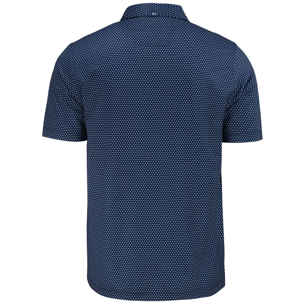 Cutter & Buck Men's Navy Blue Pike Eco Shadow Check Print Recycled Polo