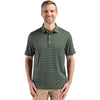 Cutter & Buck Men's Hunter/White Forge Eco Fine Line Stripe Stretch Recycled Polo