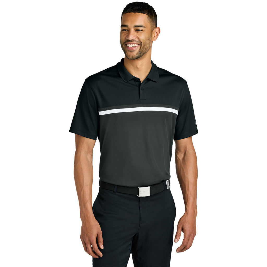 Nike Men's Black/ Anthracite/ White Dri-FIT Victory Colorblock Polo