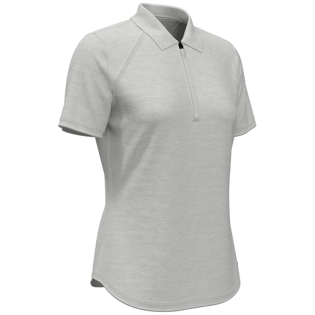 Perry Ellis Women's White Grey Heather Double Knit Polo