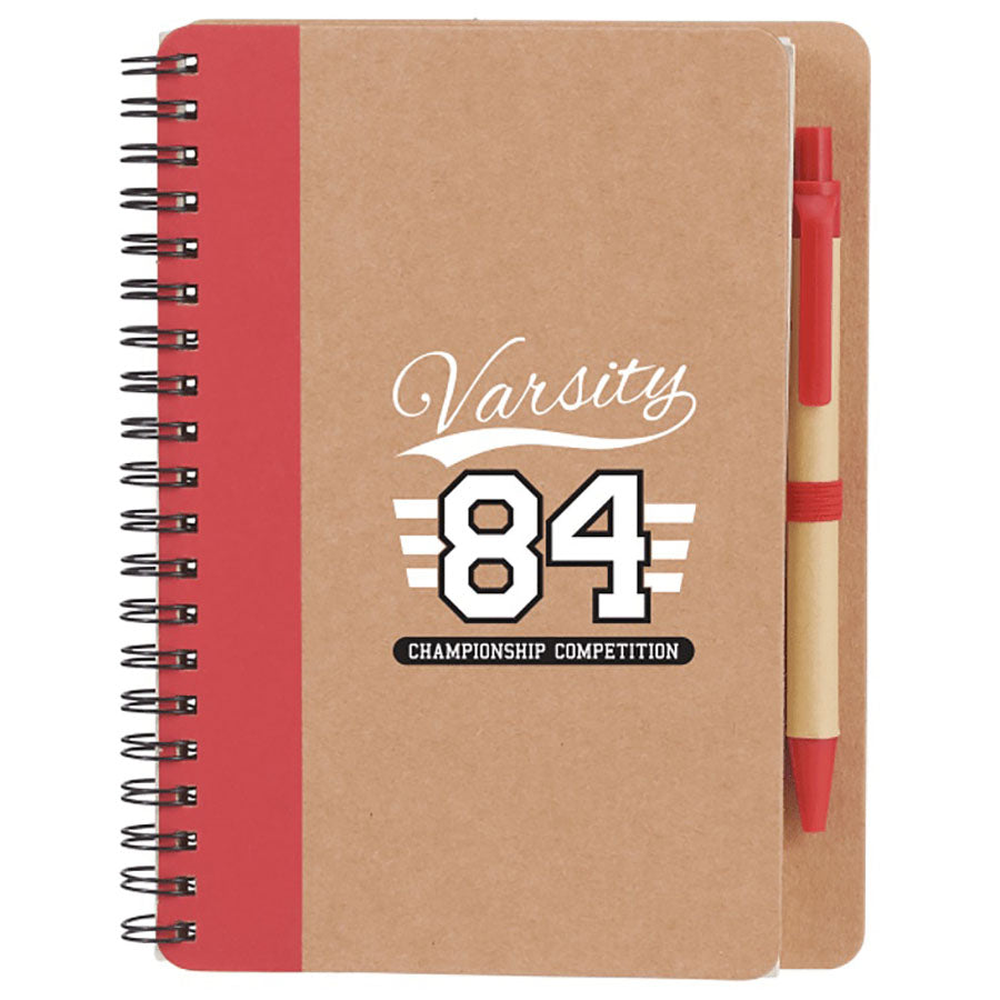 Bullet Red 5'' x 7'' Eco-Friendly Spiral Notebook with Pen