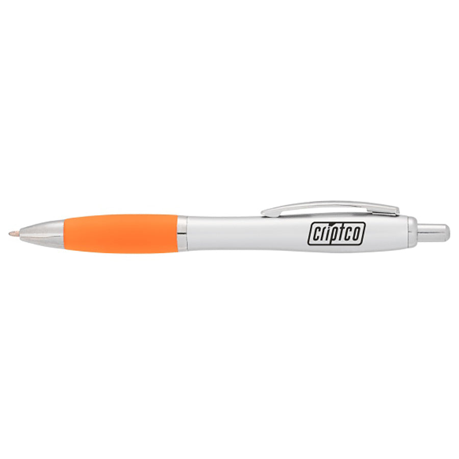 Bullet Silver Barrel w/Orange Grip Nash Retractable Ballpoint Pen