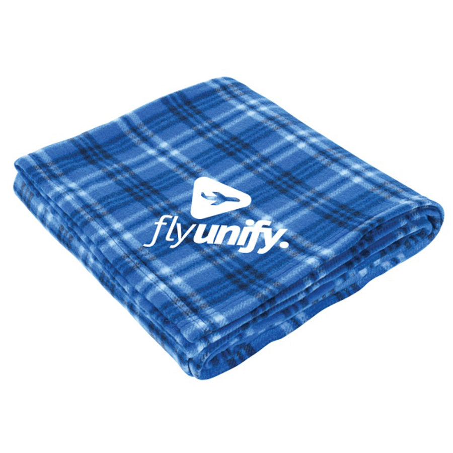 Bullet Blue Rollable Plaid Fleece Throw Blanket 50'' x 60'' Unfolded