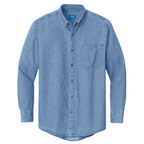 Port & Company Men's Faded Blue Long Sleeve Denim Shirt