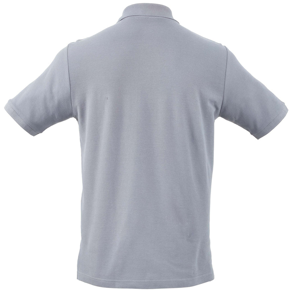 Elevate Men's Steel Grey Palo Short Sleeve 100% Cotton Pique Polo