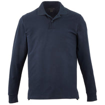 Elevate Men's Navy Palo Long Sleeve 100% Cotton Pique Polo